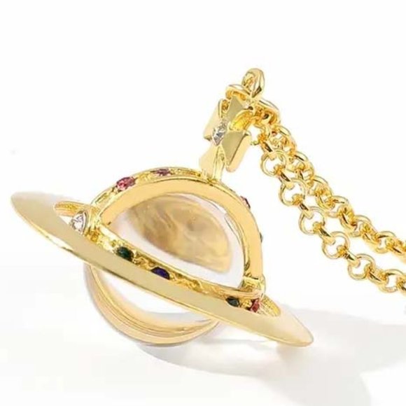 VIVIENNE WESTWOOD STYLE SATURN GLASS GLOBE MALTESE CROSS NECKLACE 49 - Picture 4 of 4